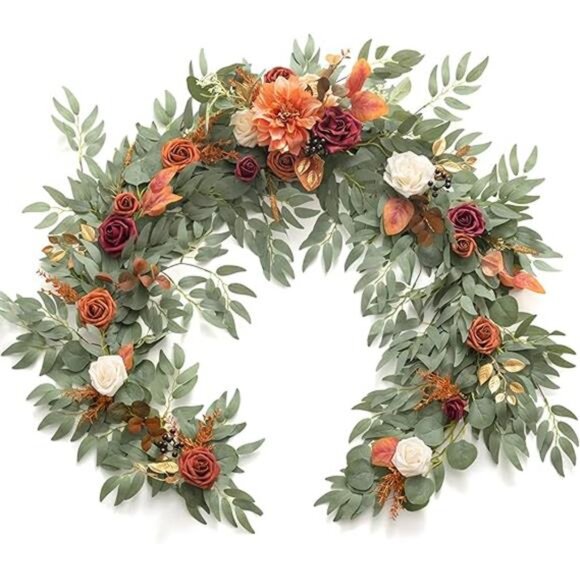 Moment Terracotta Flower Garland - 6FT Eucalyptus & Rose -Sweetheart Table Decor - Picture 6 of 6